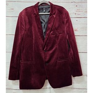 ALFANI Men's Size XXL Burgundy Velvet Blazer Sport Coat 2 Button Jacket